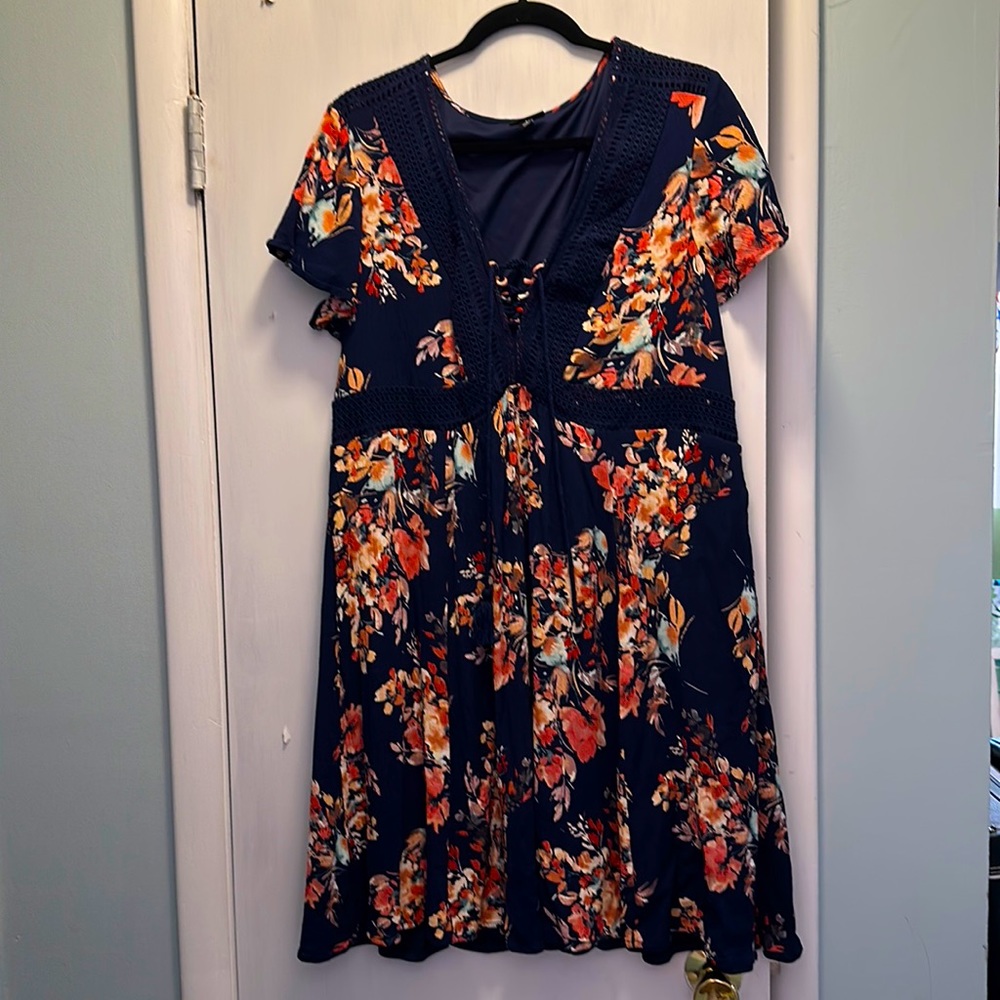 Torrid Mini Gauze Lace-Up Skater Dress